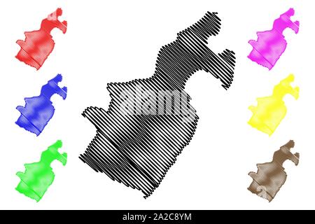 Barahona provincia (Repubblica Dominicana, Hispaniola, Province della Repubblica Dominicana) mappa illustrazione vettoriale, scribble schizzo Barahona mappa Illustrazione Vettoriale