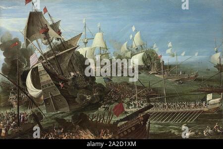 Andries Van Eertvelt (cerchio) - La battaglia di Lepanto (1622). Foto Stock