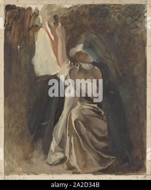 Edwin Austin Abbey - La figura uno studio di una monaca, per l'infanzia di Galahad, nella ricerca e realizzazione del Santo Graal, B Foto Stock