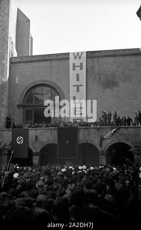 Der Reichsleiter der NSDAP und Leiter der Deutschen Arbeitsfront, Robert Ley, bei einem Besuch in Italien, 1938. Nazi Reichsleiter e leader della Deutsche Arbeitsfront, Robert Ley, in visita in Italia, 1938 Foto Stock