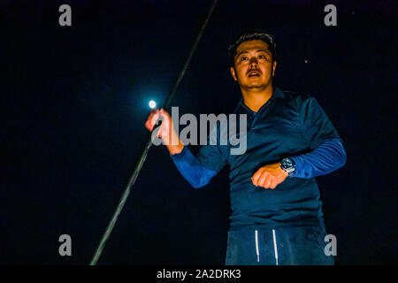 Takiya-ryo la pesca subacquea sul lago di Hanama, Hamamatsu, Giappone Foto Stock