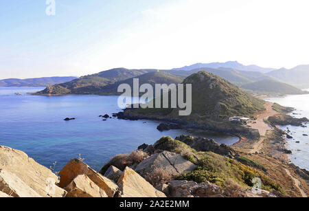 Vista aerea di sanguinarie isole sanguinario in Corsica, Francia Foto Stock