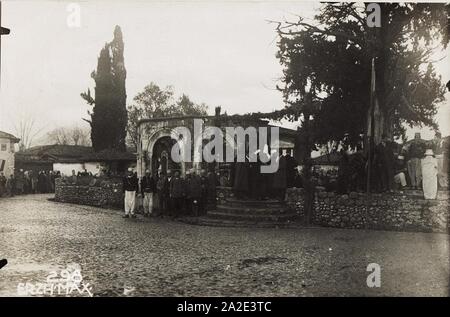 Eingang zur Moschee a Tirana. Foto Stock