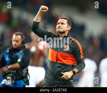 Lille, Francia. 02oct, 2019. Chelsea manager Frank Lampard durante UAFA Champion League Gruppo H tra Lillie SOC e Chelsea a Stade Pierre-Mauroy Stadium, Lillie, Francia il 02 ottobre 2019 Credit: Azione Foto Sport/Alamy Live News Foto Stock