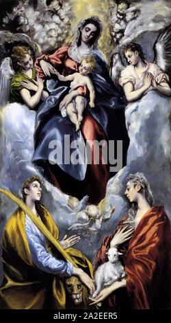 El Greco - La Vergine con il Bambino e San Martina e St Agnes Foto Stock