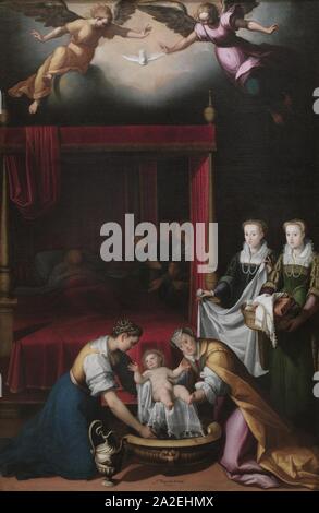El nacimiento de la Virgen, por Juan Pantoja de la Cruz. Foto Stock