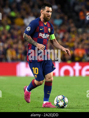 Barcellona, Spagna. 02oct, 2019. Lionel Messi del FC Barcelona durante la partita FC Barcelona v Inter de Milan, della UEFA Champions League stagione 2019/2020, data 2. Stadio Camp Nou. Barcelona, Spagna, 02 ott 2019. Credito: PRESSINPHOTO/Alamy Live News Foto Stock