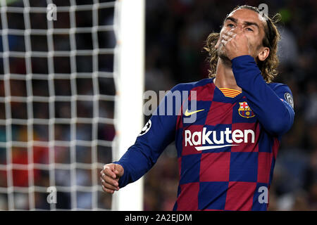 Barcellona, Spagna. 02oct, 2019. Antoine Griezmann del FC Barcelona durante la partita FC Barcelona v Inter de Milan, della UEFA Champions League stagione 2019/2020, data 2. Stadio Camp Nou. Barcelona, Spagna, 02 ott 2019. Credito: PRESSINPHOTO/Alamy Live News Foto Stock