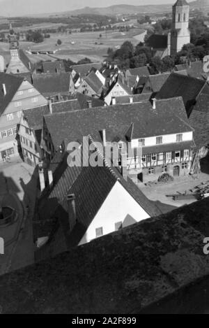 Der Blick über Waiblingen, Deutschland 1930er Jahre. La vista su Waiblingen, Germania 1930s. Foto Stock