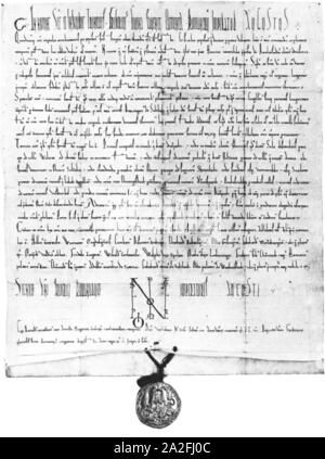 L'imperatore Federico I, Carta del 1156. Foto Stock