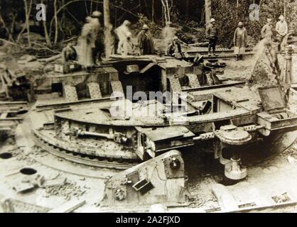 Collocazione del tedesco 380mm pistola in boschi ad est di Epieds, Francia, 1918 (33587142736). Foto Stock