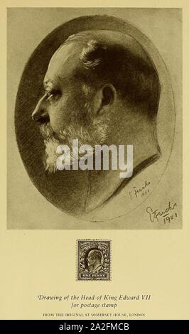 Emil Fuchs - Disegno della testa del re Edward VII per francobolli, 1901. Foto Stock