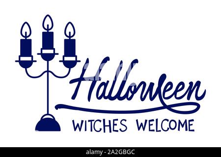 Lampadario con candele messaggio di calligrafia Illustrazione Vettoriale