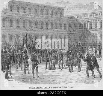 Emporio Pittoresco 1866, p. 1217 - Decorazione della bandiera veneta. Foto Stock