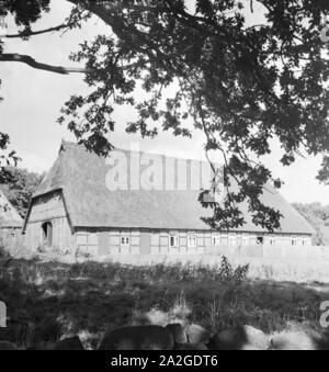 Besichtigung der Fehnkolonie von Worpswede, Deutsches Reich 1930er Jahre. Sondaggio della torba distretto di Worpswede, Germania 1930s. Foto Stock