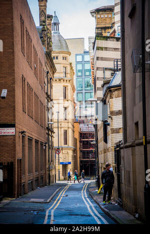 Strada stretta in Manchester Foto Stock