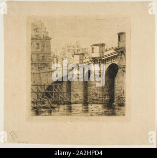 Pont Neuf, Paris, 1853, Charles Meryon, Francese, 1821-1868, Francia, incisione sul tan prevista lombata, 183 × 182 mm (nell'immagine), 183 × 182 mm (piastra), 248 x 263 mm (foglio Foto Stock