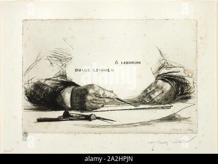 Le mani di attacco o Laborum, 1865, Francis Seymour Haden, Inglese, 1818-1910, Inghilterra, incisione e puntasecca su rame stampato su off-white carta vergata, 139 × 213 mm (immagine/piastra), 186 × 263 mm (foglio Foto Stock