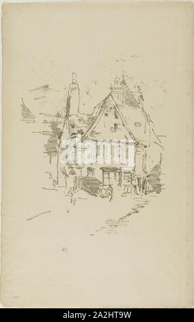 Tetti a capanna, 1893, James McNeill Whistler, Americano, 1834-1903, Stati Uniti, litografia di trasferimento in nero con sconcertante, la crema di cui carta, 204 x 161 mm (nell'immagine), 331 x 210 mm (foglio Foto Stock