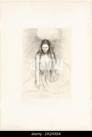 Intelligenza era la mia! Sono diventato il Buddha, la piastra 12 di 24, 1896, Odilon Redon, Francese, 1840-1916, Francia, litografia in bianco e nero in crema carta Cina stabilite su avorio carta intessuta, 316 × 219 mm (immagine/chine) 569 × 400 mm (foglio Foto Stock