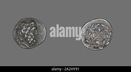 Hemidrachm (moneta) raffigurante il dio Zeus Amarios, 234/146 BC, greco, Mantíneia, argento, Diam. 1.6 cm, 2,33 g Foto Stock