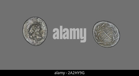 Hemidrachm (moneta) raffigurante il dio Zeus Amarios, 191/146 BC, greco, Elis, argento, Diam. 1.7 cm, 2,19 g Foto Stock