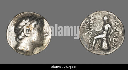 Tetradrachm (moneta) raffigurante il re Antioco III il grande, 223/187 BC, greco, probabilmente coniate in Antiochia (vicino al moderno Antakya, Turchia), antico Vicino Oriente, argento, Diam. 2.9 cm, 16.43 g Foto Stock