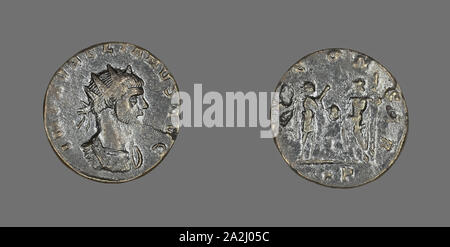 Antoninianus (moneta) raffigurante l'imperatore Aureliano, annuncio 270/275, romana, coniate in Siscia, Impero Romano, Miliardo, Diam. 2 cm, 2,65 g Foto Stock