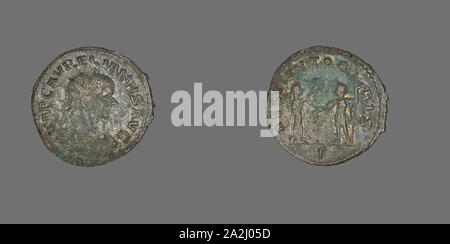 Antoninianus (moneta) raffigurante l'imperatore Aureliano, annuncio 270/275, romana, coniate in Cizico, Impero Romano, Miliardo, Diam. 2.2 cm, 3,85 g Foto Stock