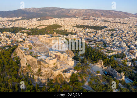 La Grecia, Atene, vista aerea del Partenone Foto Stock