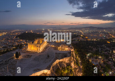 La Grecia, Atene, vista aerea del Partenone Foto Stock