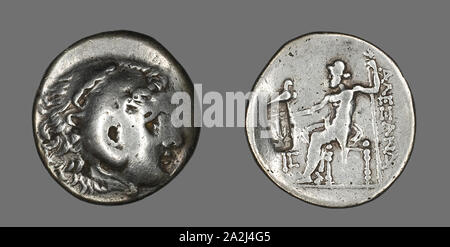 Tetradrachm (moneta) raffigurante Alessandro Magno come Eracle, 336/323 BC, greco, Macedonia, argento, Diam. 3.1 cm, 16.32 g Foto Stock