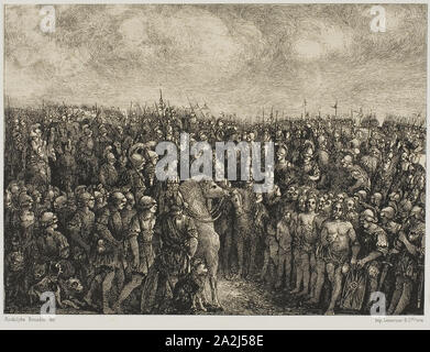 Cesare e i suoi prigionieri, 1878, Rodolphe Bresdin, Francese, 1825-1885, Francia, litografia sul crema carta Cina fissate su carta bianca di qualità carta, 157 × 212 mm (immagine/chine) 243 × 178 mm (pietra), 450 × 345 mm (foglio Foto Stock