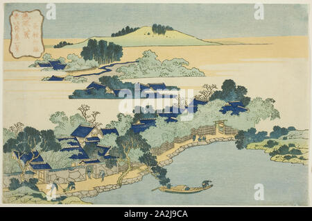 Boschetto di bambù al villaggio di Kume (Kumemura no chikuri), dalla serie di otto viste delle isole Ryukyu (Ryukyu hakkei), c. 1832, Katsushika Hokusai 葛飾 北斎, Giapponese, 1760-1849, Editore: Isaya Rihei, Giapponese, sconosciuto, Giappone, Color woodblock stampa, Oban Foto Stock