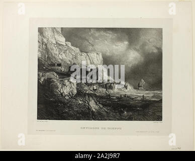 Vicino a Dieppe, piastra uno da sei Marines, 1833, Eugène Isabey (Francese, 1803-1886), stampato da Charles Étienne Pierre Motte (Francese, 1785-1836), Francia, litografia in nero su grigio chiaro Cina carta, stabilite su avorio carta intessuta, 212 × 286 mm (nell'immagine), 268 × 330 mm (supporto primario), 339 × 447 mm (supporto secondario Foto Stock