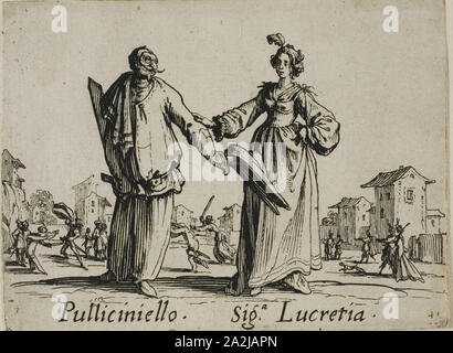 Cap. Mala Gamba, Cap. Bellavita, da parte di Balli di Sfessania, c. 1622, Jacques Callot, Francese, 1592-1635, Francia, di attacco e di incisioni su carta, 70 x 92 mm Foto Stock