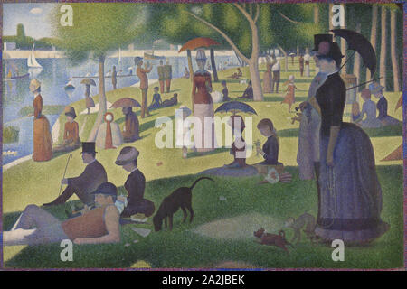 Una domenica sul Grande Jatte - 1884, 1884/86, Georges Seurat, Francese, 1859-1891, Francia, olio su tela, 207,5 × 308.1 cm (81 3/4 × 121 1/4 in Foto Stock