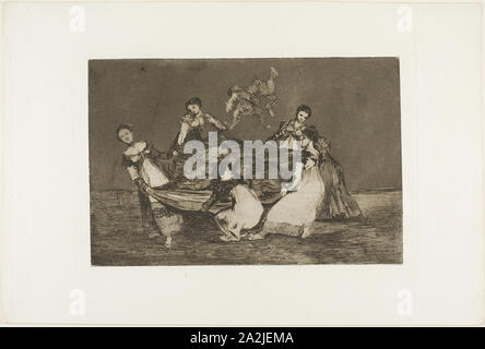 Più pesante di un asino morto, una piastra da Los Proverbios, 1815/24, Francisco José de Goya y Lucientes, Spagnolo, 1746-1828, Spagna ad acquaforte e acquatinta su avorio carta intessuta, 213 x 320 mm (nell'immagine), 243 x 353 mm (piastra), 332 x 497 mm (foglio Foto Stock