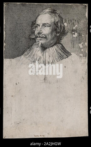 Paul de Vos, 1630/33, Anthony van Dyck, fiammingo, 1599-1641, Fiandre, attacco in nero su avorio carta vergata, 242 × 150 mm (immagine/foglio, rifilato entro la piastra mark Foto Stock