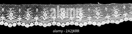 La balza, 1860s, il Belgio, Bruxelles, cotone, merletto ad ago di tipo noto come "Point de sguardo' applicata alla macchina realizzata net, 17,9 × 239 cm (7 1/8 × 94 in Foto Stock