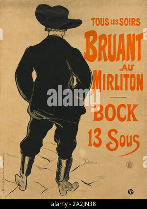 Aristide Bruant, 1893, Henri de Toulouse-Lautrec, Francese, 1864-1901, Francia, Litografia a colori poster su tan carta intessuta, fissate sulla carta velina bianca tessuto Giappone, 815 × 585 mm (nell'immagine), 817 × 608 mm (supporto primario), 834 × 626 mm (supporto secondario Foto Stock