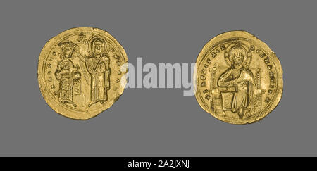 Histamenon (moneta) di Romanus III Argyrus con Cristo in trono, 1028/34, bizantino, coniate in Costantinopoli (ora Istanbul), Costantinopoli, oro, Diam. 2,5 cm, 4,40 g Foto Stock