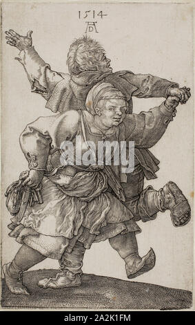 Contadino coppia danzante, 1514, Albrecht Dürer, Tedesco, 1471-1528, Germania, incisione in nero su avorio carta vergata, 118 × 75 mm (l'immagine/LAMIERA Foto Stock