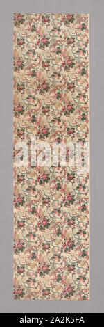 Pannello, 1775/1800, eventualmente fatta da, ma venduti da Harvey Nichols & Co. Limited, fondata nel 1831, Inghilterra, cotone, tessitura piana bilanciata, blocco stampate, picotage, satinato, 239,5 × 64,5 cm (94 1/4 × 25 3/8 in Foto Stock