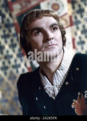 STANLEY BAKER ritratto a colori come Henry Tudor, Conte di Richmond in RICHARD III 1955 direttore Laurence Olivier Giocare William Shakespeare musica di William Walton produttori Laurence Olivier e Alexander Korda L.O.P. / London Film Productions Foto Stock