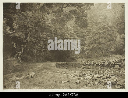 Un angolo tranquillo in Beresford Dale, 1880, Peter Henry Emerson, inglese, nato a Cuba, 1856-1936, Inghilterra, fotoincisione, piastra LIII dall'album "Il Compleat Angler o l'uomo contemplativo di ricreazione, Volume II" (1888), edizione 109/250, 14,3 × 20,1 cm (nell'immagine), 16,4 × 22,1 cm (carta), 24,6 × 32,4 cm (pagina album Foto Stock