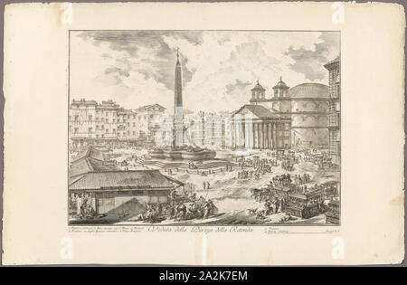 Vista della Piazza della Rotonda, da vedute di Roma, 1750/59, Giovanni Battista Piranesi, Italiano, 1720-1778, Italia, incisione su avorio pesante carta vergata, 392 x 548 mm (nell'immagine), 412 x 552 mm (piastra), 529 x 808 mm (foglio Foto Stock