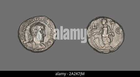 Moneta raffigurante l'imperatore Valeriano, annuncio 257/258, romana, coniate in Alessandria, Egitto, Egitto, Miliardo, Diam. 2.3 cm, 11.23 g Foto Stock