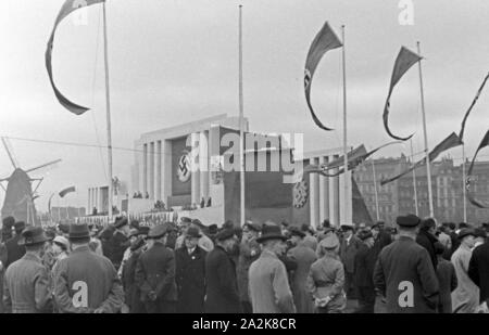 Parteiveranstaltung der NSDAP für den HJ Reichssieger 1936, Deutschland 1930er Jahre. Partito nazista evento per la gioventù hitleriana Reichssieger concorrenza 1936, Germania 1930s. Foto Stock