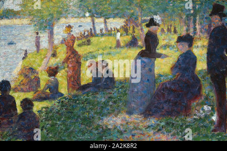 Schizzo di olio per la Grande Jatte 1884, Georges Seurat, Francese, 1859-1891, Francia, olio su pannello, 6 1/8 x 9 9/16 in. (15,5 × 24,3 cm Foto Stock